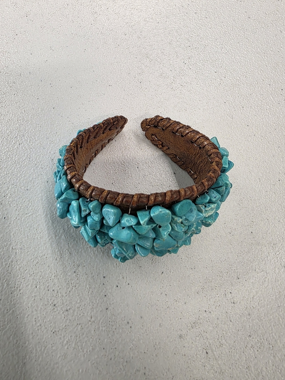 Slap Turquoise Chip Beaded Leather Bracelet - Unbranded